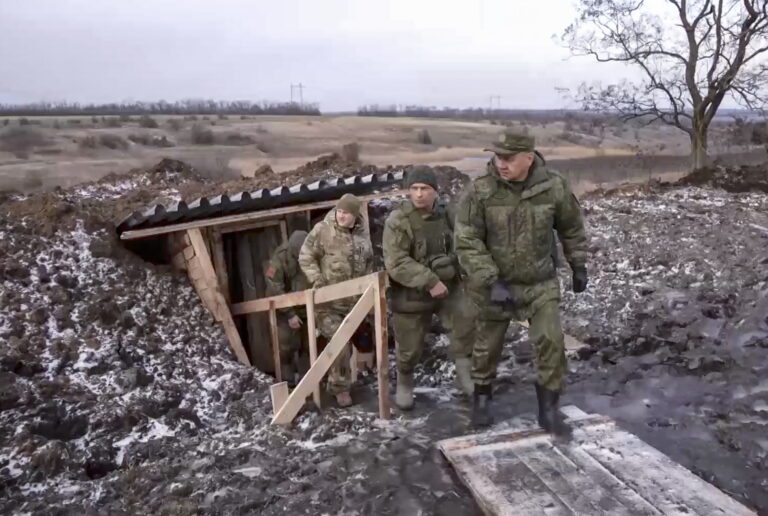 Russian Defence Minister Shoigu inspects Russian armed forces positions in Ukraine